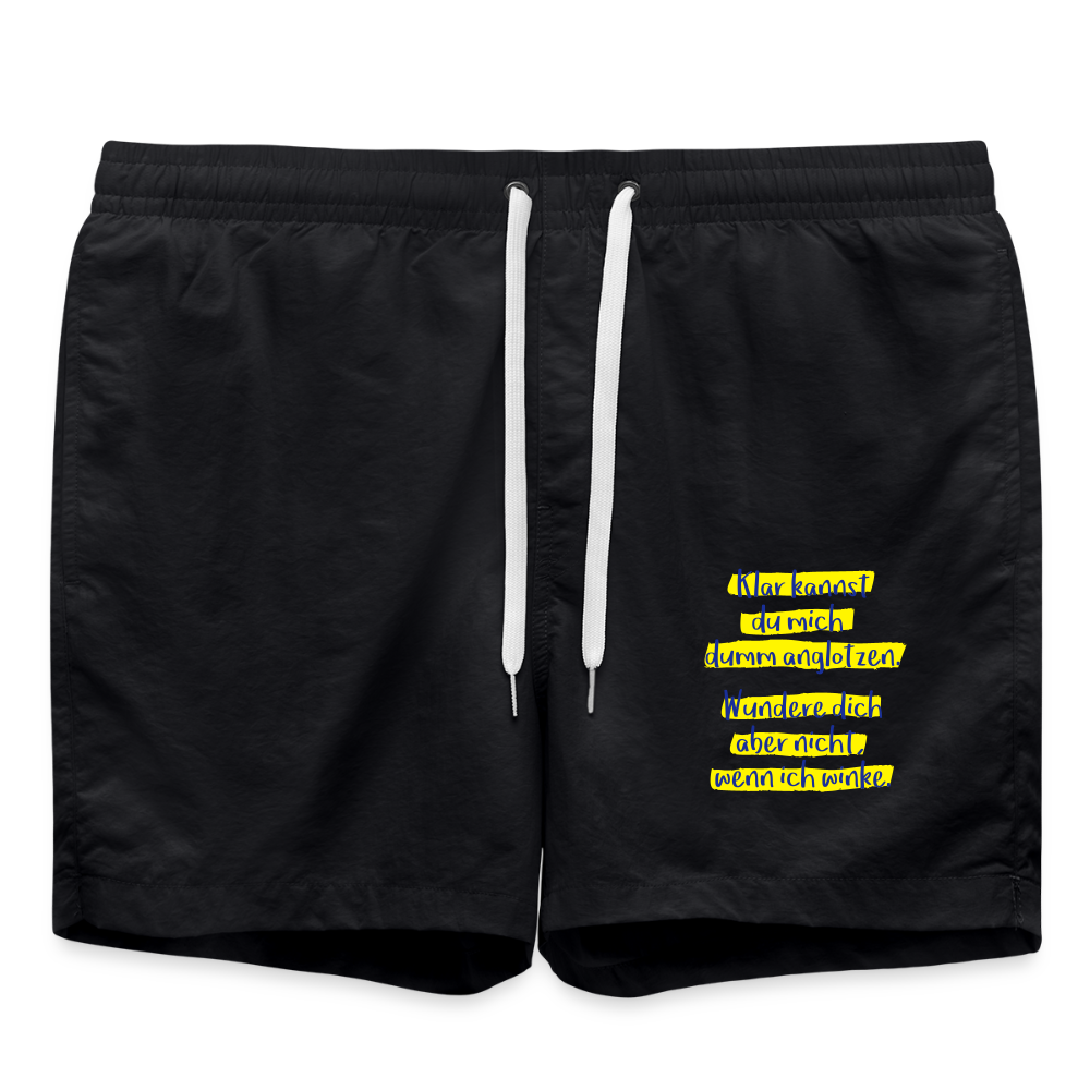 Badeshorts Lustiger Spruch - Schwarz
