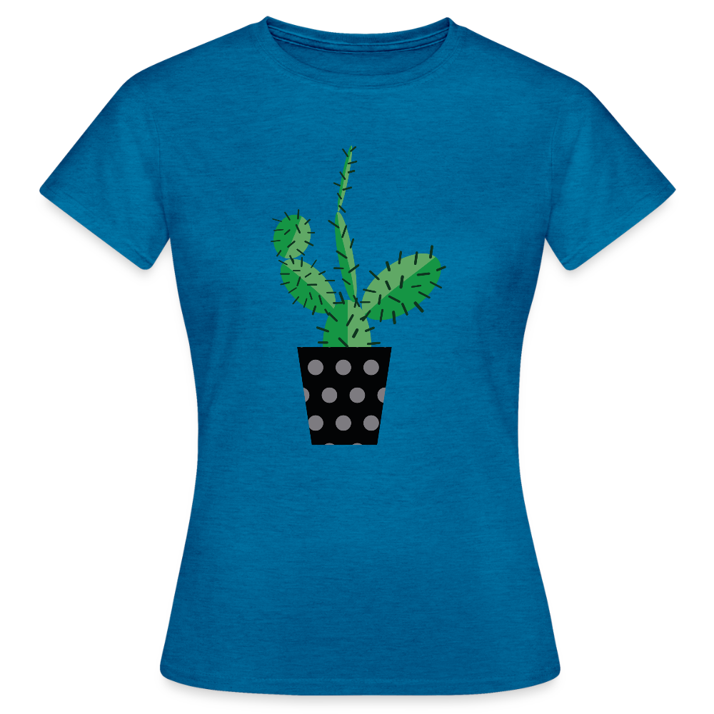 Frauen T-Shirt Kaktus - Antikblaues Saphir meliert