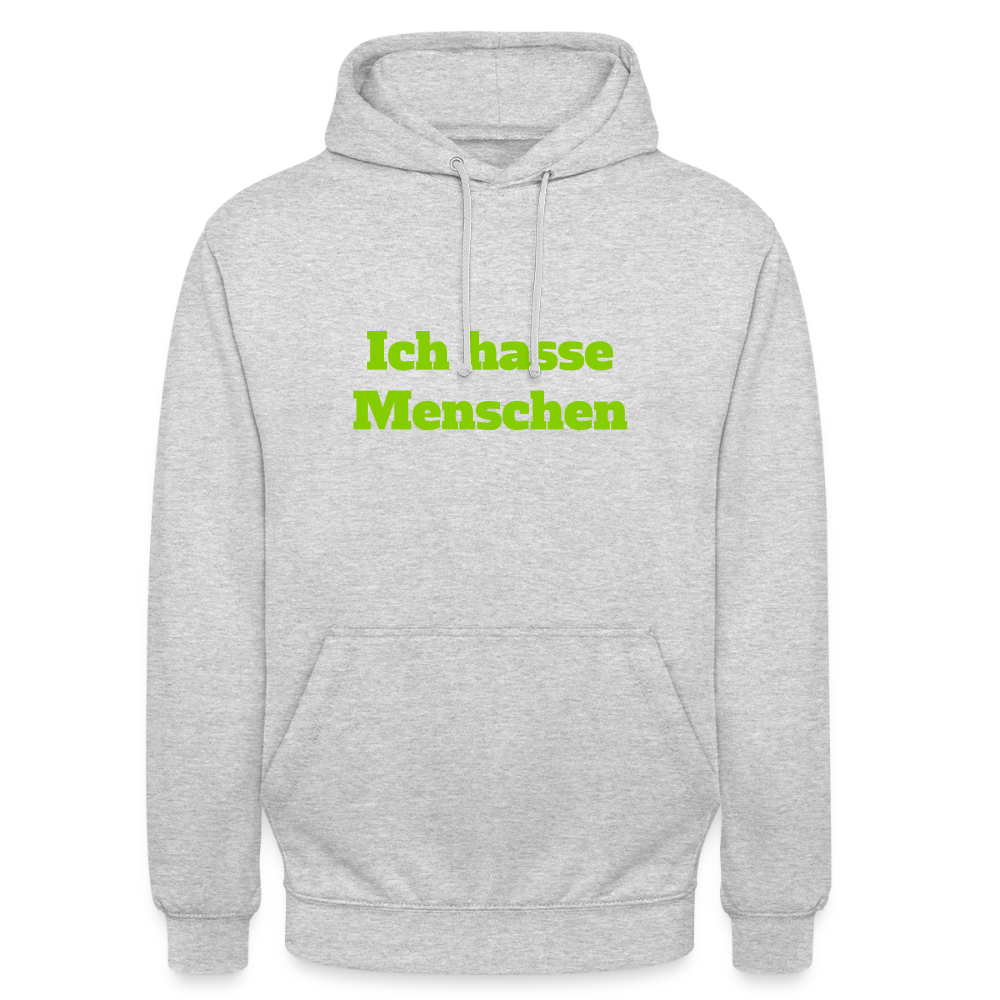 Unisex Hoodie Ich hasse Menschen - Hellgrau meliert