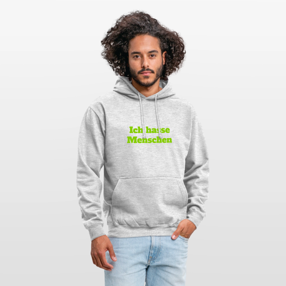 Unisex Hoodie Ich hasse Menschen - Hellgrau meliert