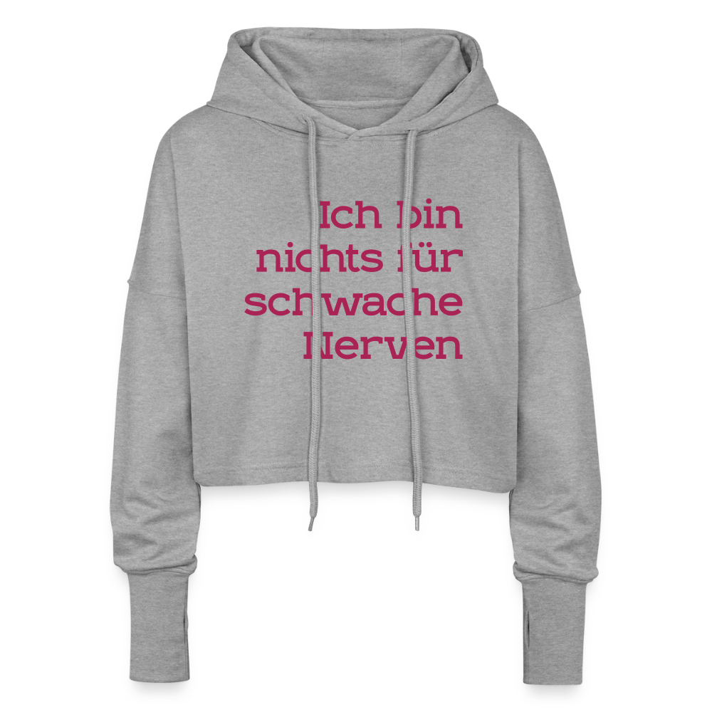 Cropped Frauen Hoodie Spruch - Grau meliert