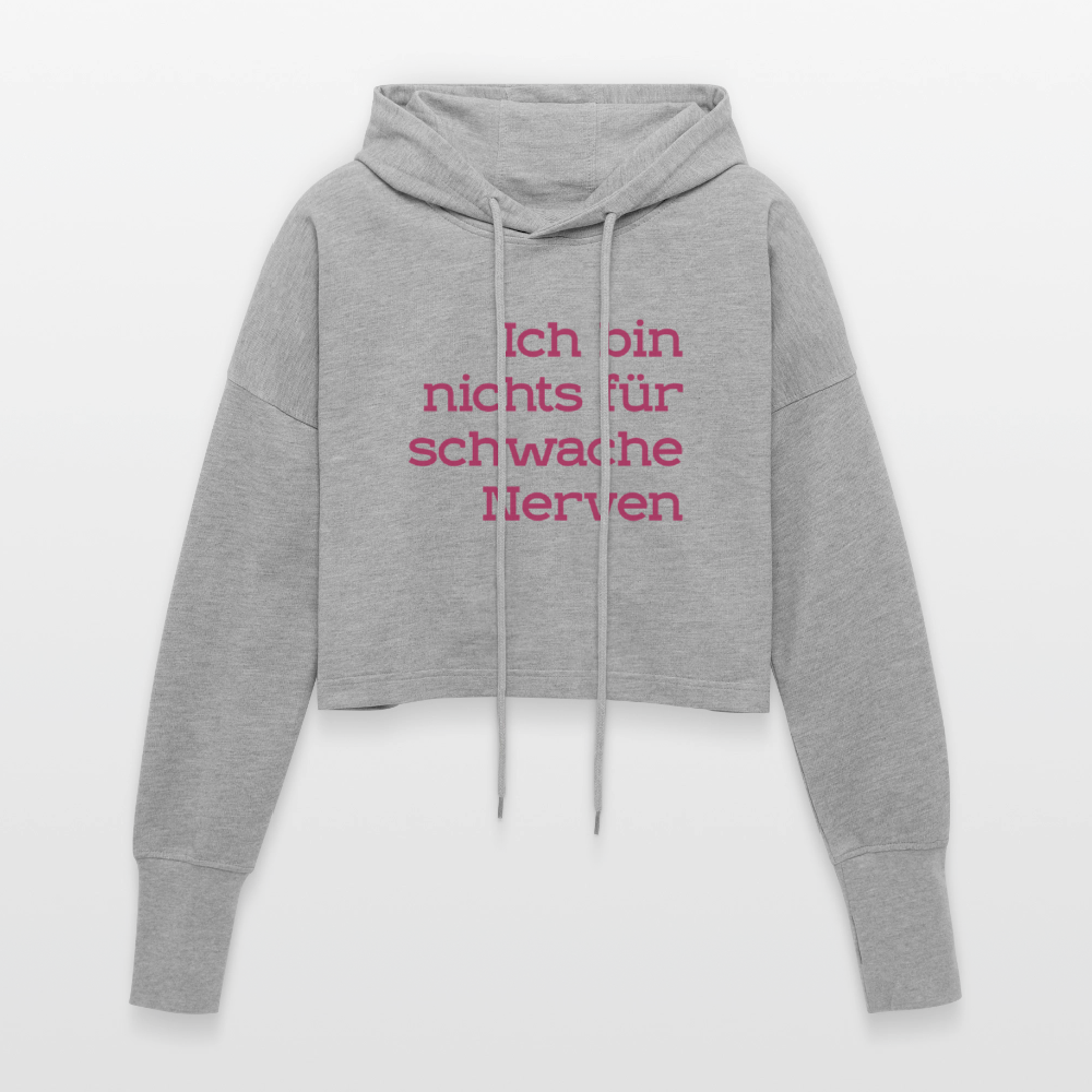 Cropped Frauen Hoodie Spruch - Grau meliert