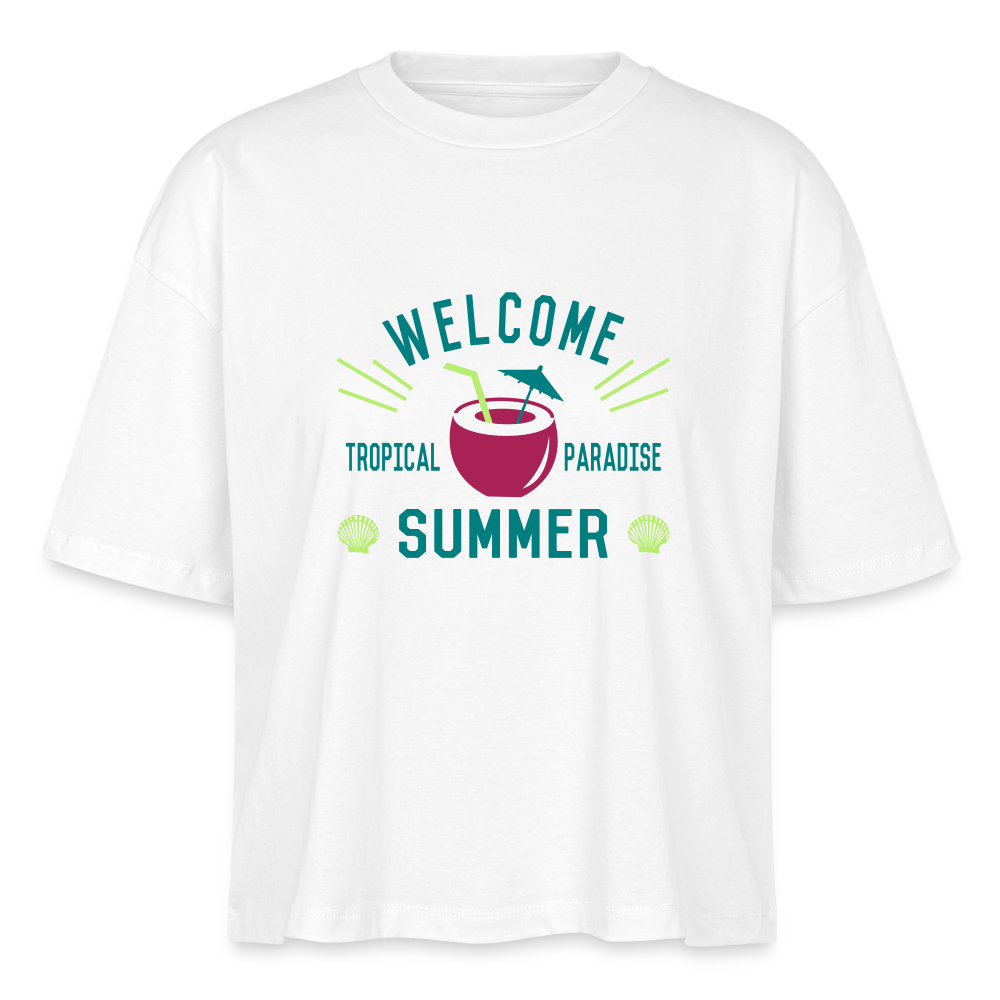 Stanley/Stella Frauen Boxy Bio-T-Shirt Nova Welcome Summer - Weiß