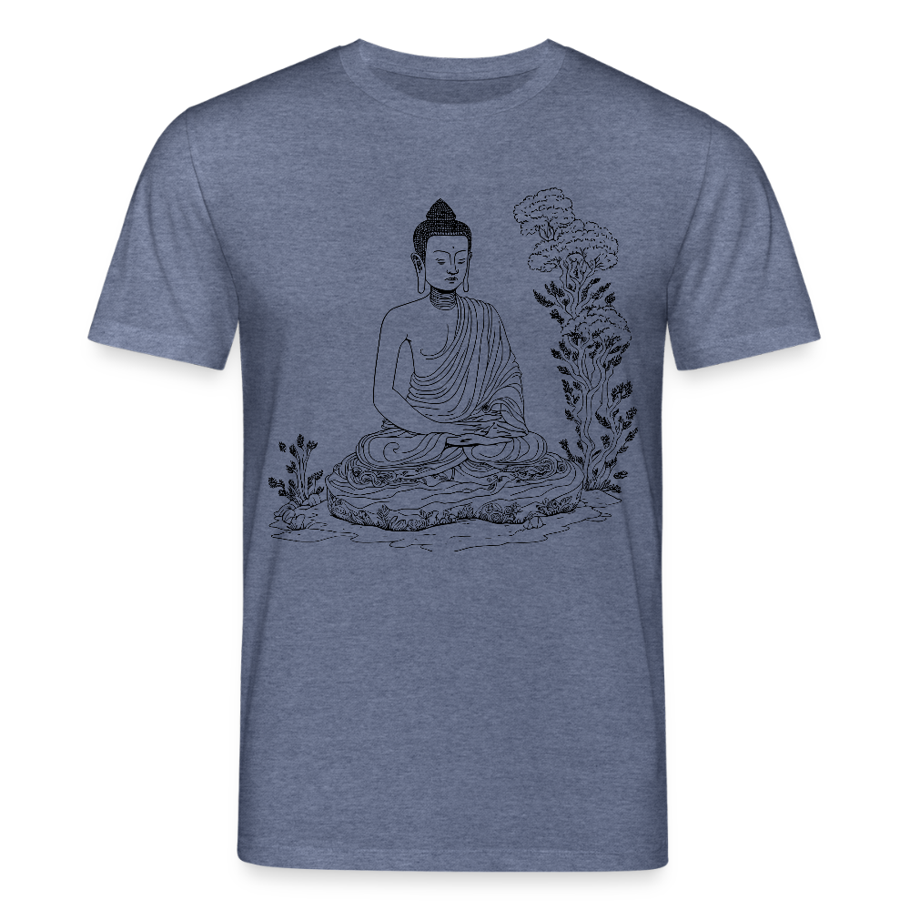 Unisex Bio-T-Shirt CREATOR Buddha Scene - Dunkelblau meliert