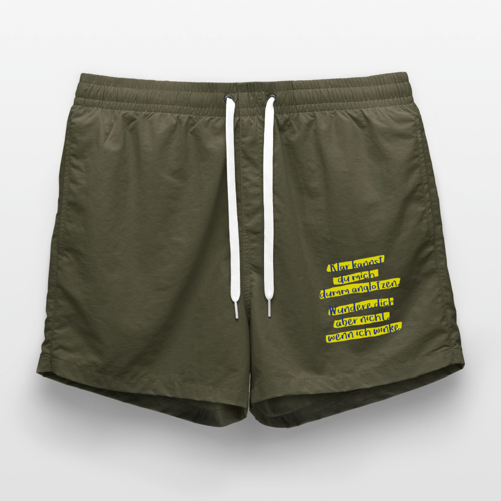 Badeshorts Lustiger Spruch - Olive
