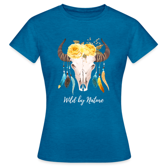Frauen T-Shirt Boho - Antikblaues Saphir meliert