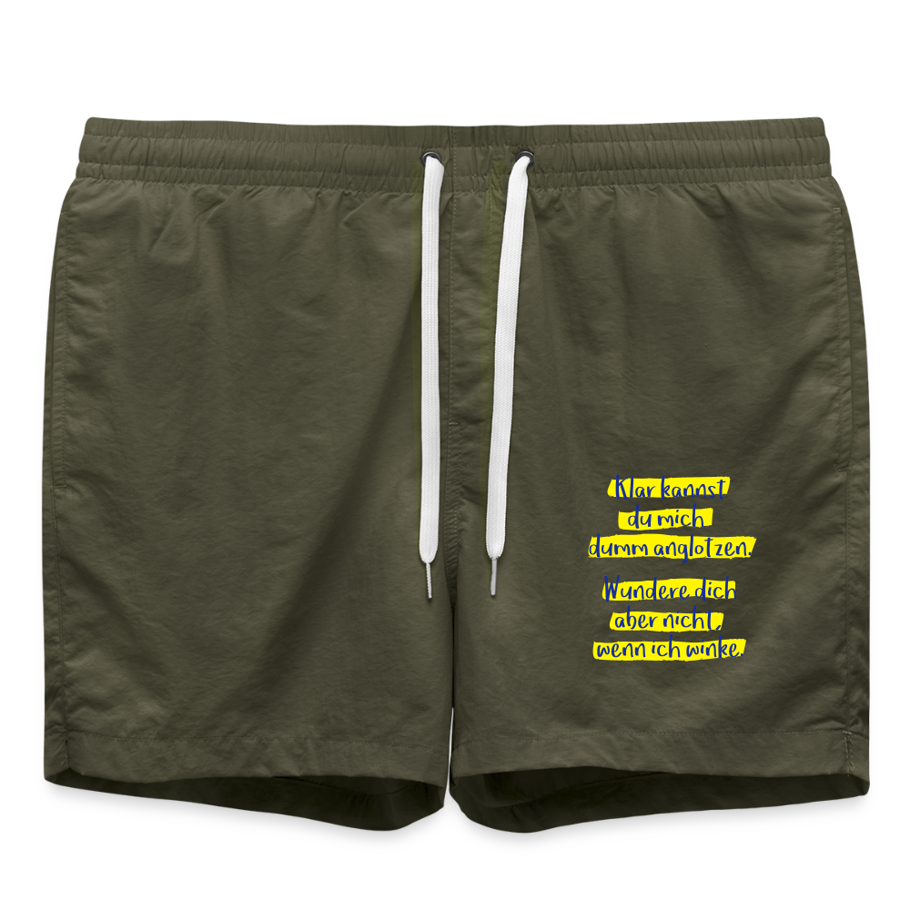 Badeshorts Lustiger Spruch - Olive