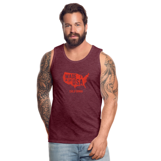 Männer Premium Tank Top USA - Bordeauxrot meliert