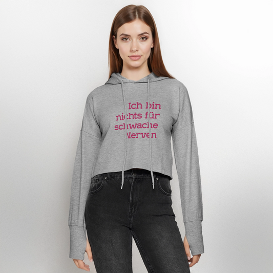 Cropped Frauen Hoodie Spruch - Grau meliert
