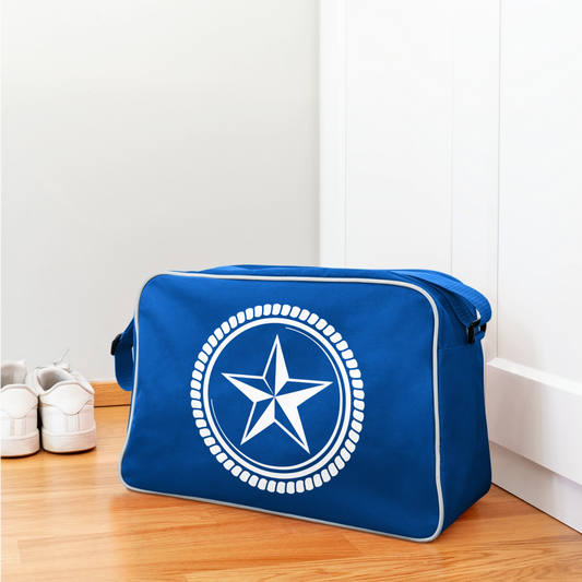 Retro Tasche Emblem - Blau/Weiß