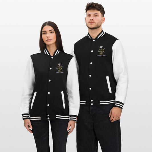 College-Sweatjacke Keep Calm..! - Schwarz/Weiß